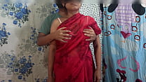 Desi India Newly Married Bhabhi Wearing Red Saree and Fucking in Doggy Style by Pulling Her Long Hair ,Desi Big Tits Bhabhi Sex video