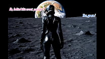 Beautiful ginger milf in a black leather catsuit blowing a dick in a spacetruck on Moon surface - AI Illustrated leather porn dream