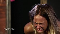 Blonde bimbo cries in pain