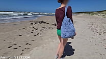 Playing with pretty pink pussy on the beach