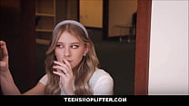 TeenShoplifter - Tiny Blonde Teen Find A VHS Tape Of Cute Black Teen Caught Shoplifting Getting Fucked By Security Guard & Masturbates To It