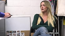 She forgot to pay for the cosmetics, now she has to blow the mall cop