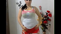 thick brunette takes off her clothes for audience