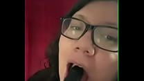 Webslut Elisa Gags on Dick-shaped Dildo Gag