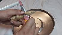 Figging training. Applying ginger to my submissive's anus for the first time.