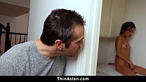 Teen Crawls Towards Big Cock and Starts Sucking It - Thinasian