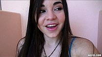 Horny big-tit Latina takes a big-dick on camera