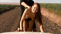 Country Girl Fucks on Car Outdoors