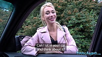 Public Agent skinny blonde girlfriend secretly cheats on her boyfriend and lets new guy cum inside her pussy