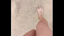 Pee spotting public beach