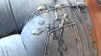 Double camera, stepson cums in my ass with jeans on, full milk