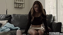 Big boobs teen babysitter spreads her big ass and gets both her holes railed roughly