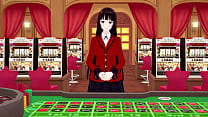 Yumeko gives a handjob to a orange guy.