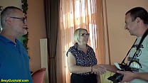 blonde extreme nymphomaniac chubby wife gets rough fucked at a porn casting in front of her cuckolding husband