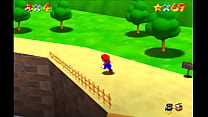 mario from super mario 64 climbs on the castle and dies