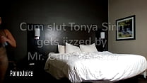 cum spurting dildo plasters Tonya Sinn's face with fake cum