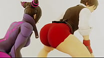 Street Fighter Sakura X Juri Booty Shaking/ Face Twerking