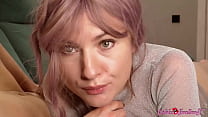 Horny Pink Haired Cutie Sensually Sucks Big Dick, Licking Balls and Swallows Cum