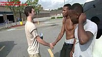 Sexy White Twink Bareback Gay Sex With Muscular Black Guy 13
