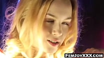 Gorgeous Alecia Fox teases amidst a backdrop of shimmering lights, evoking a captivating allure akin to a goddess.