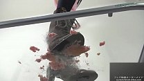 Crush marshmallows with boots