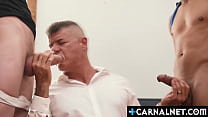 Coach getting hard pounded by two twinks Cole Blue and Milo Miles