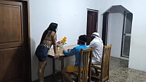 A Latino and his Arab friend are on a business visit to Colombia! The extravagant Latino fucks the waitress who serves them.