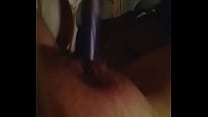 Fucking my tight little pussy with a brush