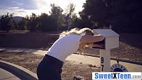 Blonde Teen Begs for a Deep Fill After Rough Office Chair Punishment