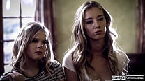 College counselor thinks theres some sexual tension between these teens and suggest they lick ifo him.The small tits blondes suck off the pervs cock