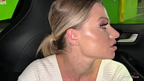 Risky Public Blowjob: Blonde Slut Swallows It All
