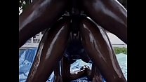 Ebony chick Butterfly scream out of pleasure while black dude penetrates her from the back