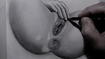 El placer de ver el proceso de dibujar una vagina resurada y su hermoso ano. Te encantará