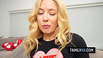 Blonde teen rides on stepdaddy's cock for Valentines day