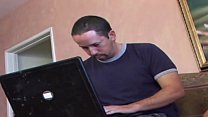 Lucky guy comes over to fix sexy babe's pc and ends up banging her on the sofa