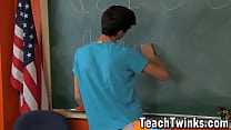 Nerdy skinny twinks fucking after class