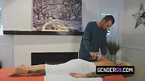 Big tits trans slut Nadia Love getting analed hard by her perv masseur