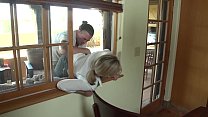 Nonton Busty Milf Threesome Trapped In Window thumbnail