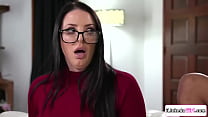 Angela White posts negative comments against pornstar Kira Noir.The truth is she just needs attention.Kira confronts her and fucks her with strap on.