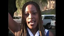 White stud sucks and fucks black girl's hairy twat then gives facial