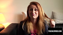 Busty redhead while receiving a wild pussy pound