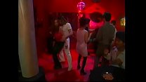 Sexy slut in red panties sucks and takes cock by crowded dance floor
