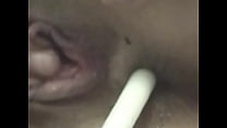 Horny blonde sticks candles in her pussy and ass
