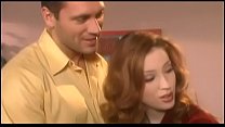 Wild blonde has sex in front of pigtailed teen in the office