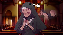 A nun prays and presents a huge black cock ! Hentai ,Cartoon !