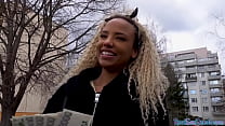 Smalltit black beauty picked and fucked by stranger in POV