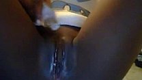 Ebony honey dildoing pussy and fingering asshole