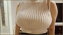 MILF gets her boobs out after work