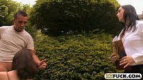 Two lusty women get fucked in the ass in the bedroom