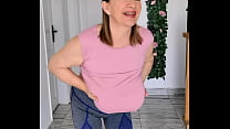 Huge Braless boobs jumping when granny dances and shows shaved pussy.